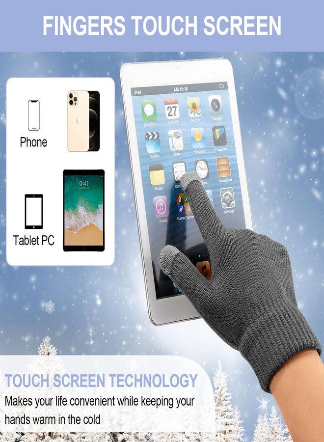 JaGely 12 Pieces Kids Winter Hat Glove Scarf Sets Thick Fleece Lining Cap Knitted Beanie Warm Touchscreen Mitten Neck Warmer Gaiter for Boys and Girls(Classic,Black,Gray,White,Pink) - Image 5