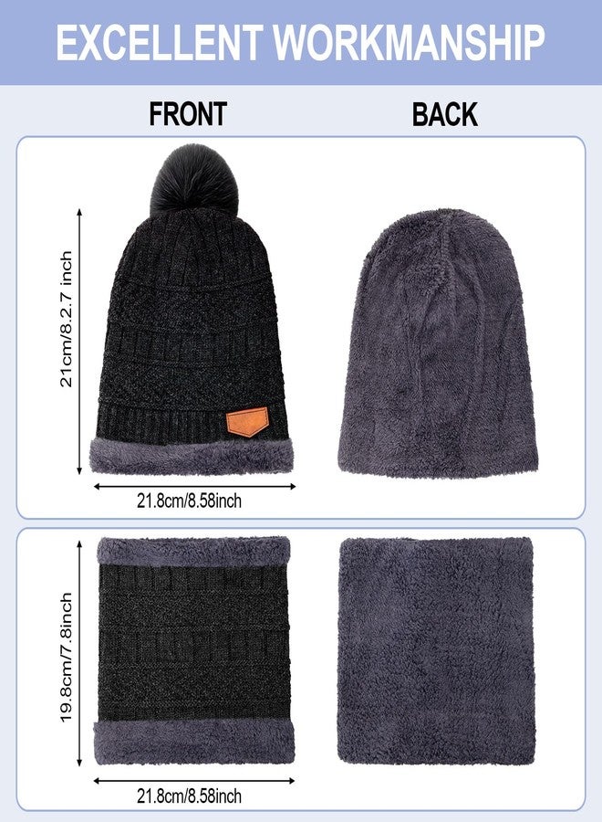 JaGely 12 Pieces Kids Winter Hat Glove Scarf Sets Thick Fleece Lining Cap Knitted Beanie Warm Touchscreen Mitten Neck Warmer Gaiter for Boys and Girls(Classic,Black,Gray,White,Pink) - Image 2