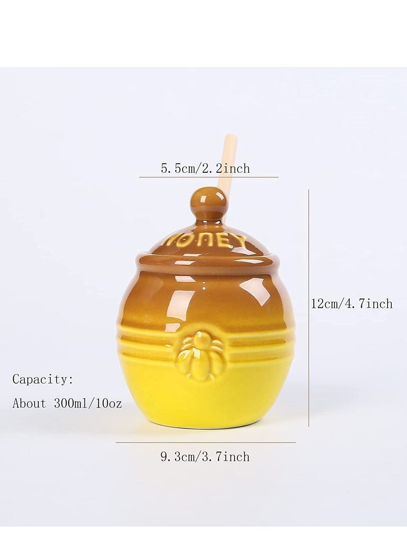 Ceramic Honey Pot with Lid and Wooden Dipper, 10oz Small Porcelain Honey Jar for Home Kitchen Storing and Dispensing Honey and Syrup - Image 5