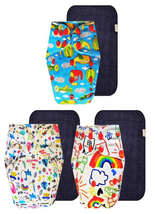 Dumbledo Premium Cloth Diaper with Gray Insert (Pack of 3) | Snug Fit | Breathable | Quick Dry | Everyday Diapering Essential | 3 Months - 3 Years | Unisex Baby - Image 1