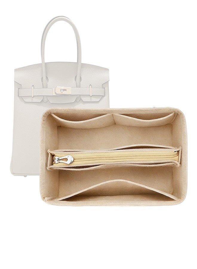 Lckaey Purse Organizer for Hermes birkin bag 35 Felt organizer insert Y013M Pull beige-L - Image 1