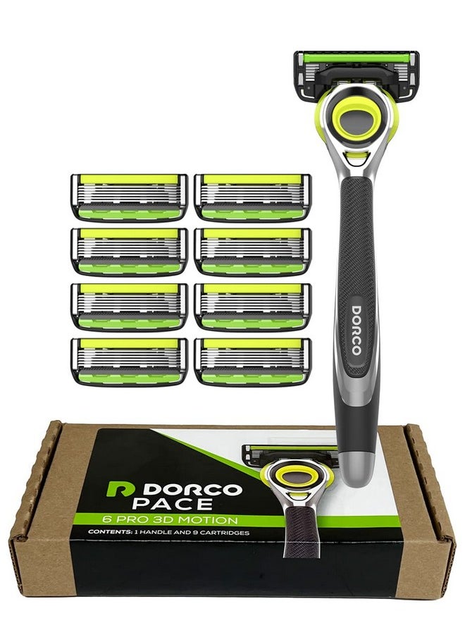 DORCO - Pace 6 Pro 3D Motion Razor System - 1 Handle + 9 Cartridge Set - Image 1