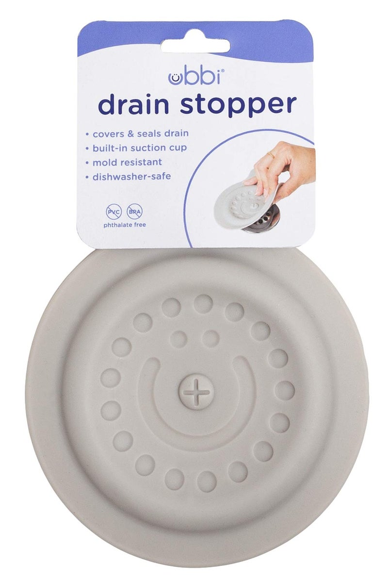 Ubbi Bathtub Drain Cover, Silicone Drain Stopper with Suction, Baby Bath Time Accessory, Gray - Image 5
