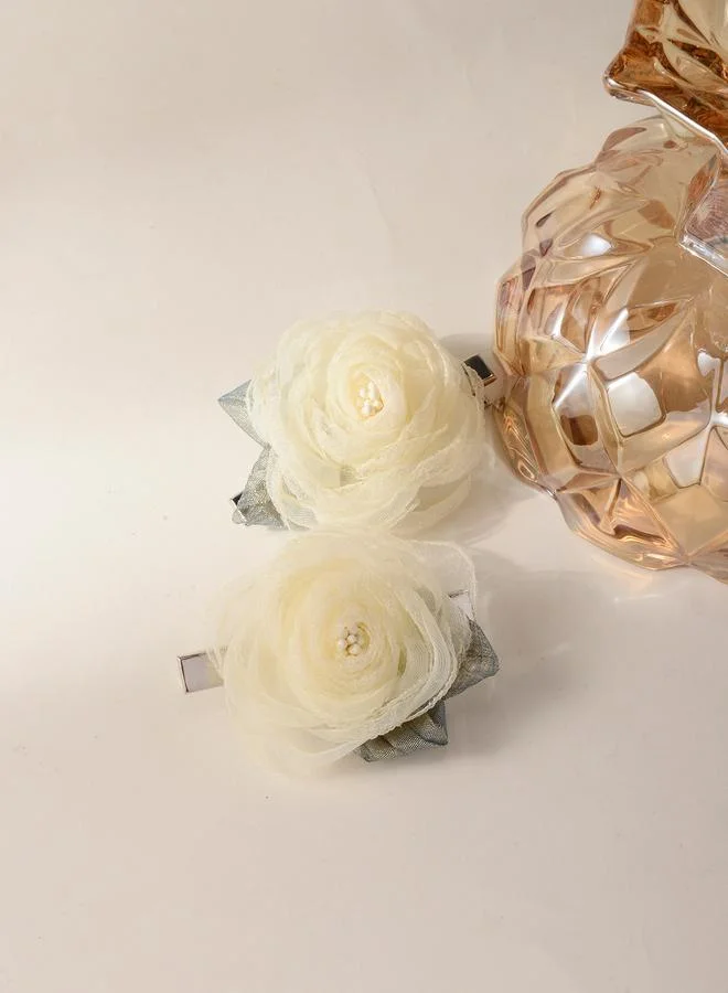 تايك تو Pack of 2 Beige Floral Hair Clips