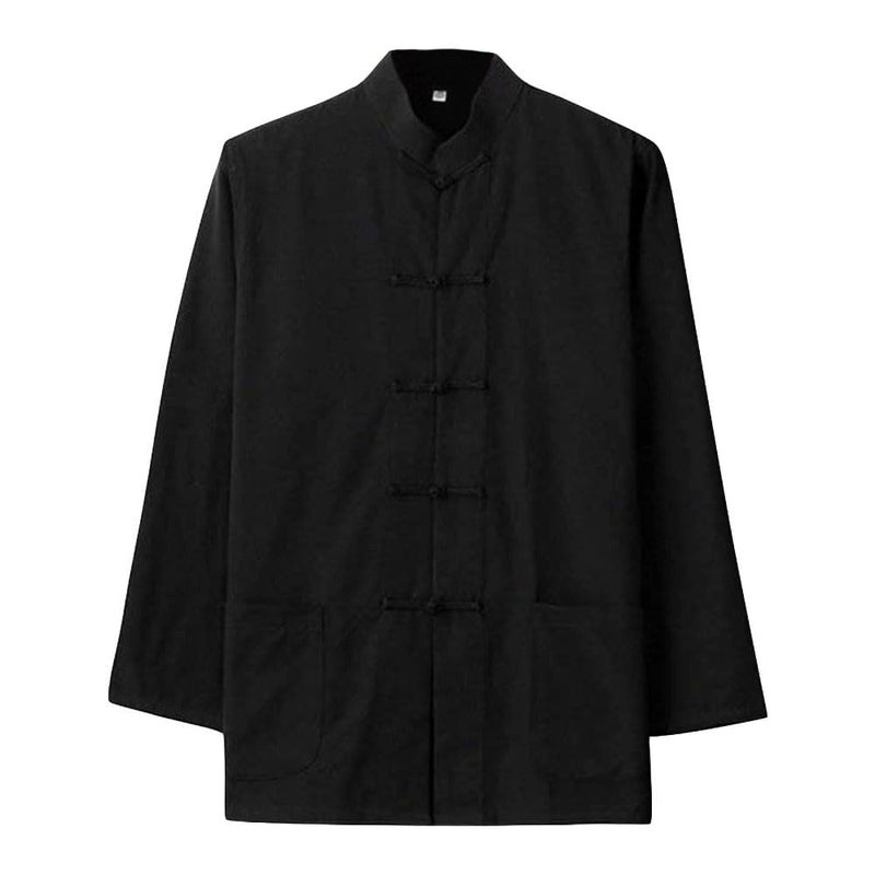 ZooBoo Traditional Long Sleeve Tang Kung Fu Uniform Men's Shirt (Black, XL) - Image 1