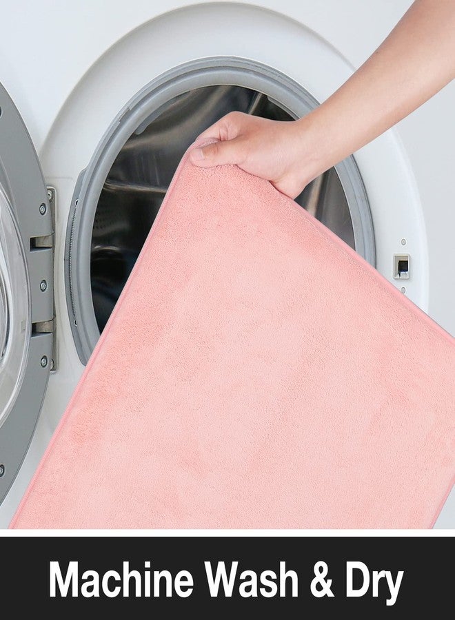 PAGGED Pink Bath Mat Runner Long Narrow Bathroom Rug Memory Foam Microfiber Bathroom Carpet Non Slip Soft Absorbent Washable Bathrug,16" x 47" - Image 5