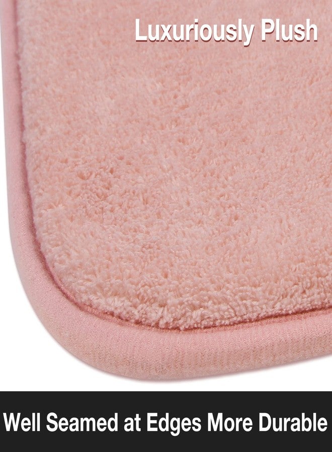 PAGGED Pink Bath Mat Runner Long Narrow Bathroom Rug Memory Foam Microfiber Bathroom Carpet Non Slip Soft Absorbent Washable Bathrug,16" x 47" - Image 2