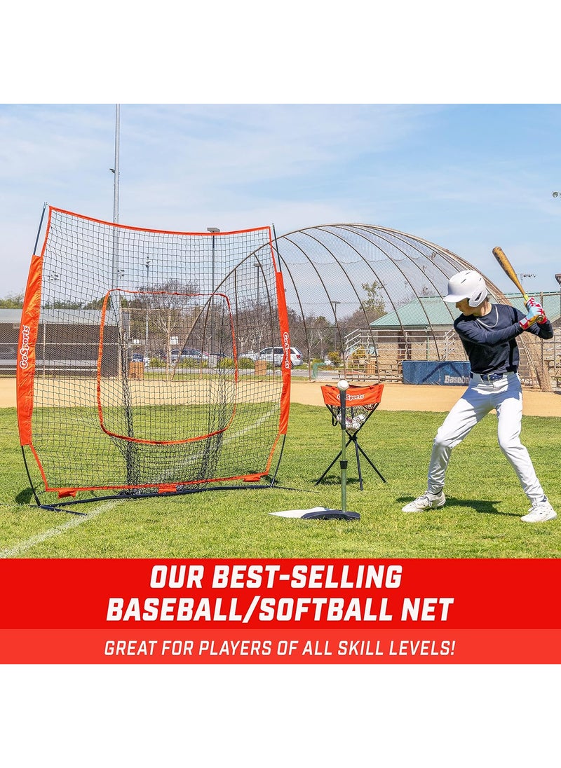 GoSports GoSports 7 ft x 7 ft Baseball  Softball Nets  Red Black or PRO Practice Hitting  Pitching Net with Bow Type Frame Carry Bag and Strike Zone Great for All Skill Levels  - Image 2