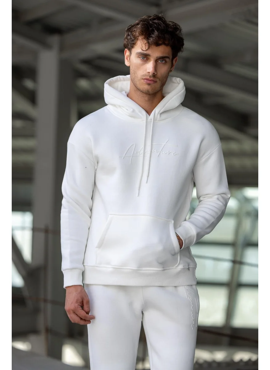 Pobudo Oversize Ecru Color Hooded Tracksuit