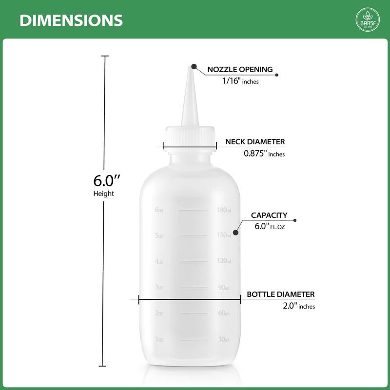 Bar5F Hair Color Applicator Bottles, 3-Pack, 6 Ounce Translucent Squeeze Dropper Bottle with Measuring Scale, BPA Free, Ideal for Salon, Oil, Hair Coloring, Scalp Treatment, Taming & Styling - Image 4