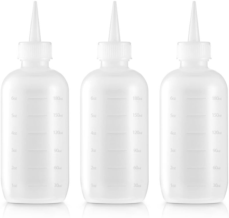 Bar5F Hair Color Applicator Bottles, 3-Pack, 6 Ounce Translucent Squeeze Dropper Bottle with Measuring Scale, BPA Free, Ideal for Salon, Oil, Hair Coloring, Scalp Treatment, Taming & Styling - Image 1