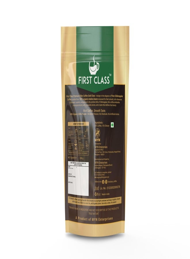 First Class Filter Coffee - Gold Class. 85% Coffee, 15% Chicory, Pure Chikmagalur Filter Coffee Powder. Arabica. 100% Organic. No Chemicals, No Added Flavors, No Artificial Aroma. 200 g - Image 2