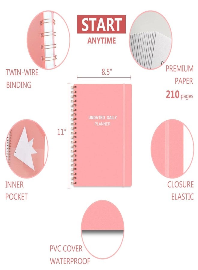 Tiankool Undated Daily Planner - Undated Planner with Hourly Schedules, Action Items and Follow-up, A4 Daily Organizer Notebook to Increase Productivity, Appointment Book for Time Management, 8.5 × 11 Inch - Image 2