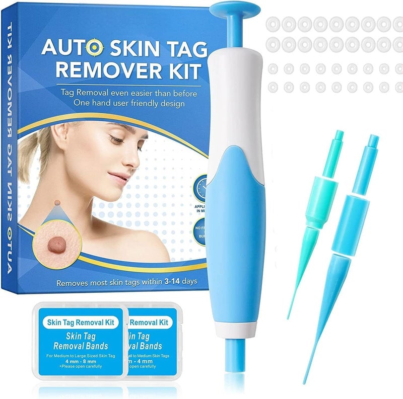 KLIVE Painless Skin Tag Remover Tool Kit with 40 Skin Tag Bands, Wart Removal Kit for Face Neck Fingers Legs, Skin Tag Removal Device for Home Use, Skin Care Tool for Mole Wart and Tag Removal - Image 1