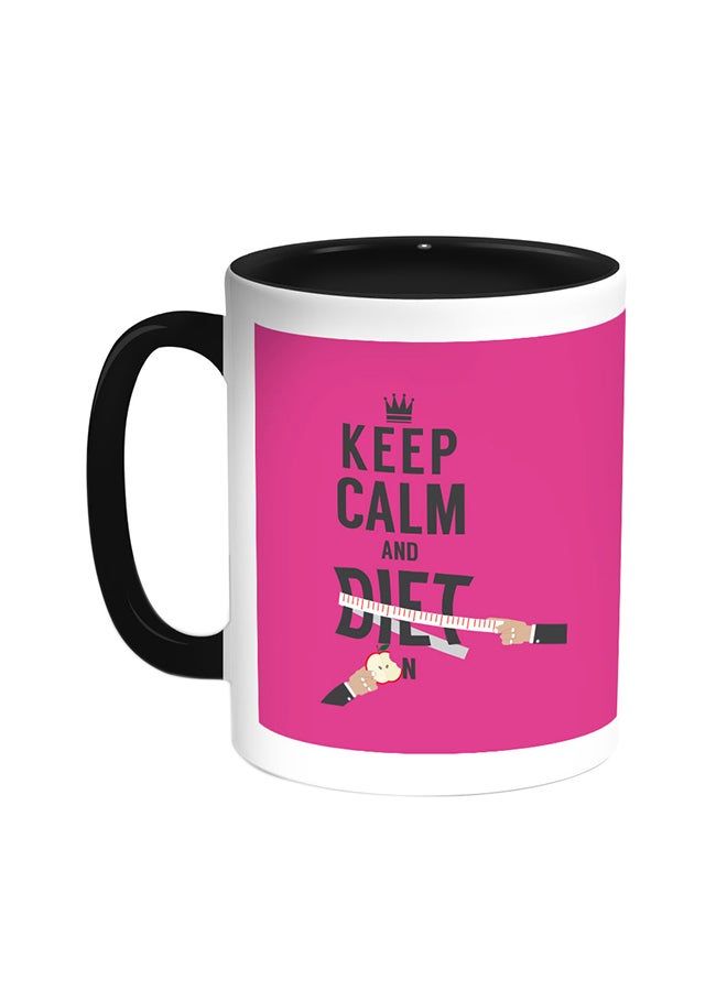 RKN Keep Calm And Diet Printed Coffee Mug Black/White 11ounce - Image 2