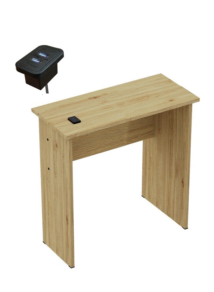 Mahmayi Mahmayi Modern Study Table with BS02 Desktop Socket with USB A/C Port, Modern Executive Desk for Office, Home, Schools, Laptop, Computer Workstation Table- Natural Davos Oak - Image 1