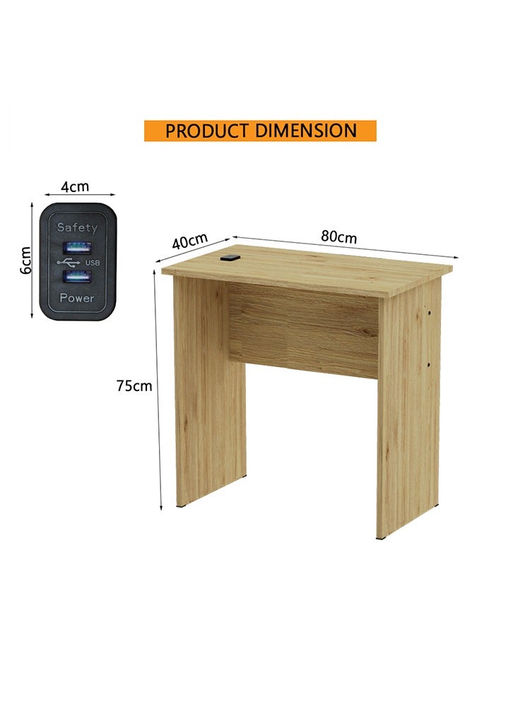 Mahmayi Mahmayi Modern Study Table with BS02 Desktop Socket with USB A/C Port, Modern Executive Desk for Office, Home, Schools, Laptop, Computer Workstation Table- Natural Davos Oak - Image 2