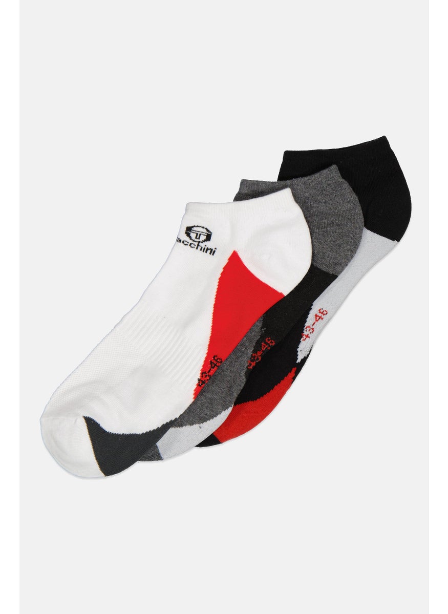 Sergio Tacchini Men 3 Pairs Brand Logo Crew Socks, Multicolor  - Image 2
