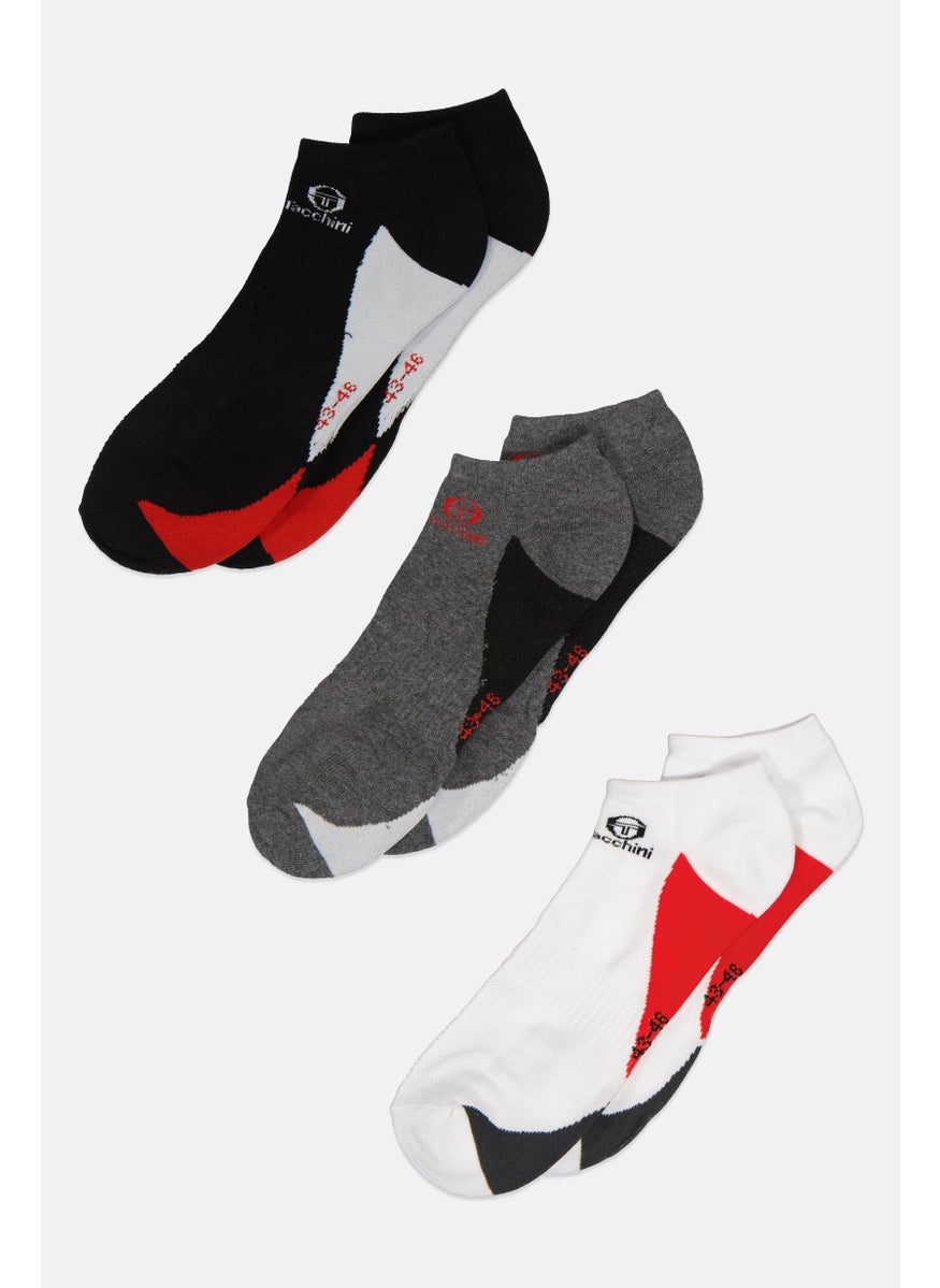 Sergio Tacchini Men 3 Pairs Brand Logo Crew Socks, Multicolor  - Image 1