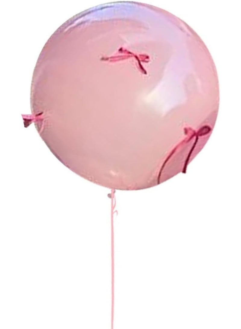 ذا بارتي بوبير 1 قطعة بالونات بوبو وردية مع رباط - بالونات فقاعية شفافة بلاستيكية بحجم 24 و18 بوصة لحفلات عيد الميلاد، حفلات استقبال المواليد، حفلات الزفاف، حفلات الكشف عن جنس المولود، حفلات الذكرى السنوية - Image 1