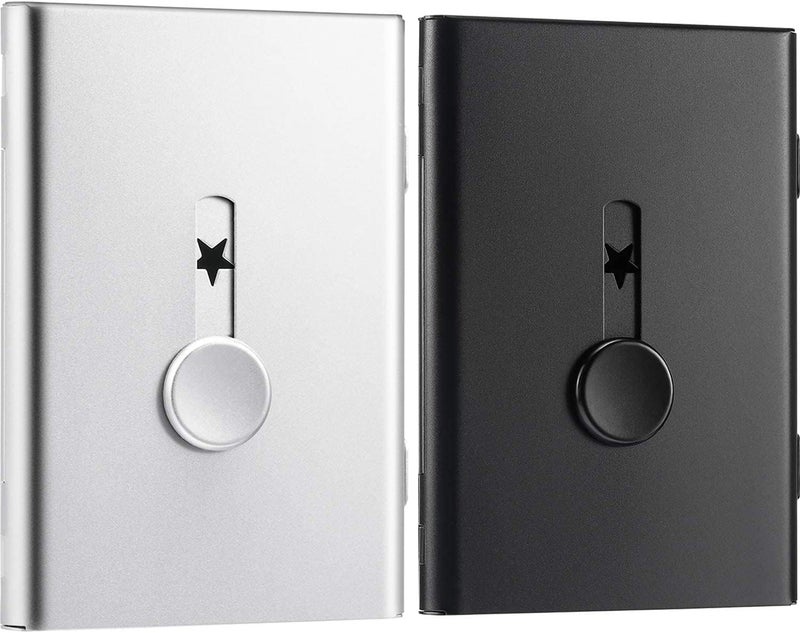 Luckam Stainless Steel Business Card Holder & Thumb Drive Case, 2 Pack - Sleek Design for Men & Women, Slide Out Card Holders, Suitable for Professionals - Image 1