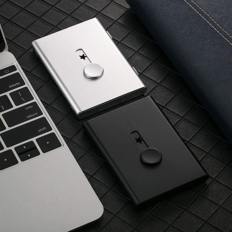 Luckam Stainless Steel Business Card Holder & Thumb Drive Case, 2 Pack - Sleek Design for Men & Women, Slide Out Card Holders, Suitable for Professionals - Image 5