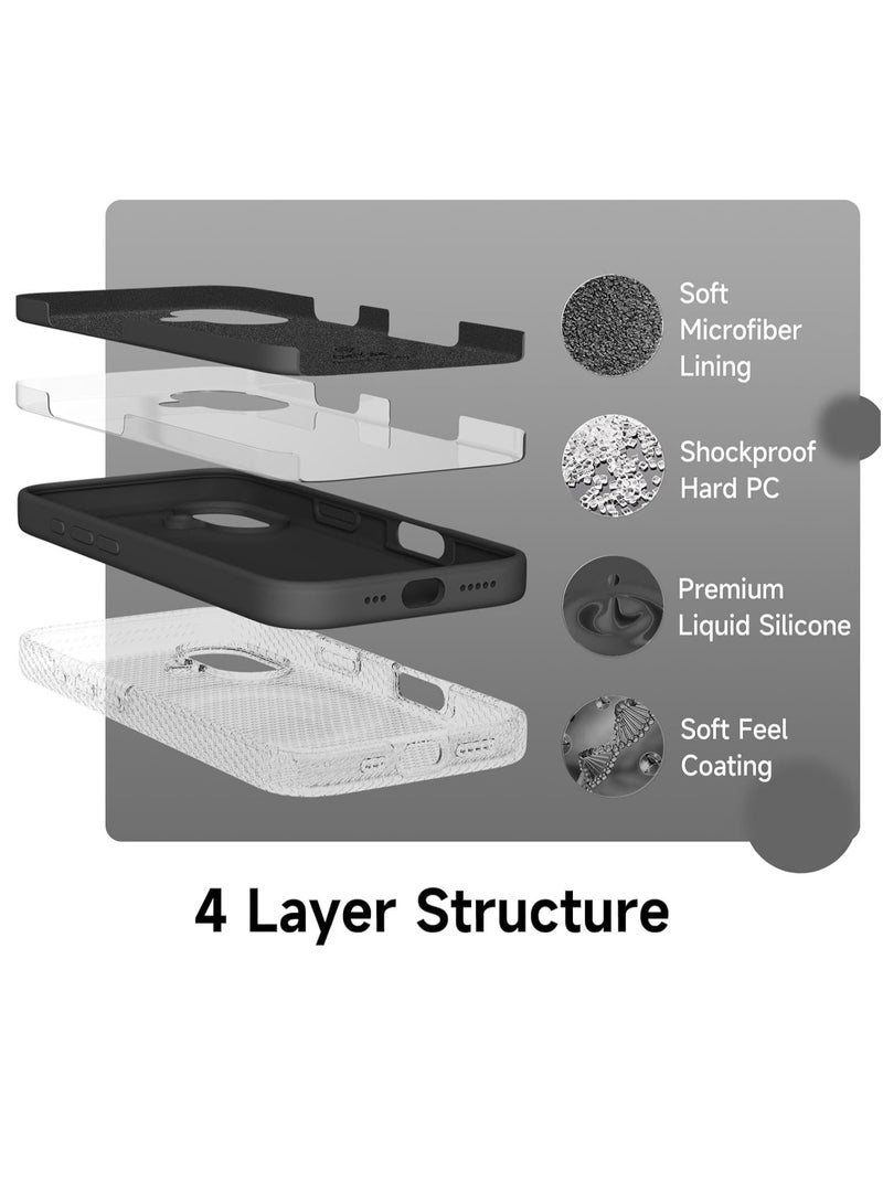 ELTRAZONE Case Compatible with iPhone 16 Plus – Liquid Soft Silicone Shockproof Cover with Microfiber Lining – Full Body Protection & Camera Guard – 6.7-inch (Black, iP 16 Plus) - Image 5