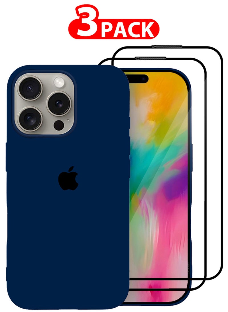 CATANES (for iPhone 16 Pro) 3 Pack Case and 2 Screen Protectors, Slim Silicone Case, Full Covered Anti Scratch Shockproof Protective Cover  - Image 1