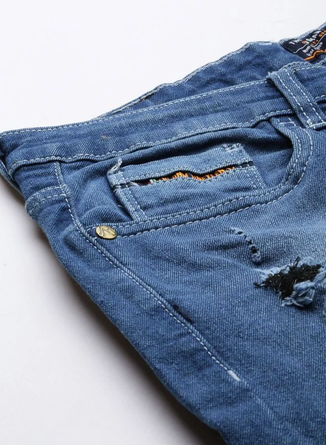 The Indian Garage Co Men Slim Straight Fit Solid Mid-Rise Stretchable Jeans