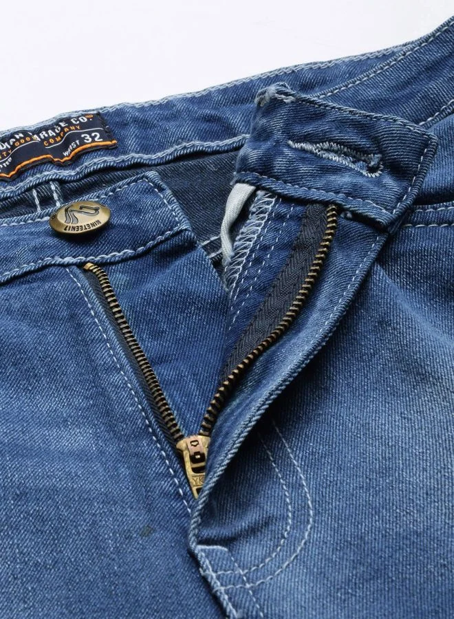 The Indian Garage Co Men Slim Straight Fit Solid Mid-Rise Stretchable Jeans