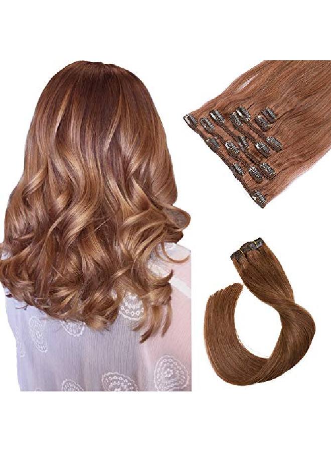 Ubetta Clip In Hair Extensions Human Hair 7Pcs 70G Set 30 Medium Auburn Silky Straight Top Grade 7A Remy Extensions Clipin Hair For Women - Image 1