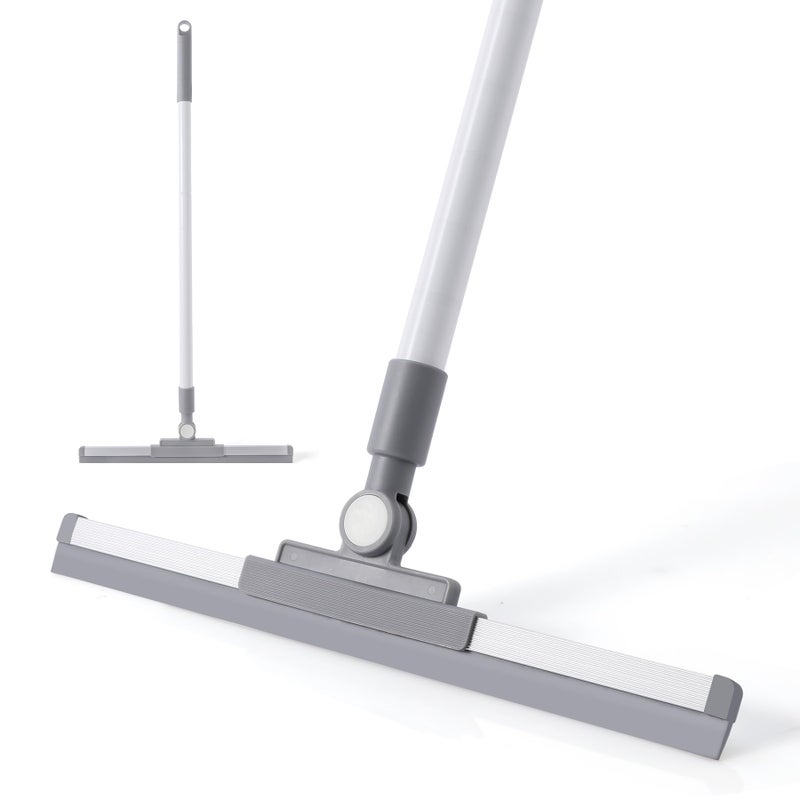 Yocada Rubber Floor Squeegee Broom TPR Blade Adjustable Scrubber Squeegee Household Broom for Shower Bathroom Kitchen Home Tile Pet Hair Fur Floor Marble Glass Window Water Foam Cleaning 53.15" - Image 1