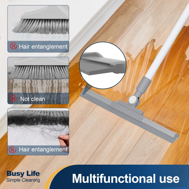 Yocada Rubber Floor Squeegee Broom TPR Blade Adjustable Scrubber Squeegee Household Broom for Shower Bathroom Kitchen Home Tile Pet Hair Fur Floor Marble Glass Window Water Foam Cleaning 53.15" - Image 3