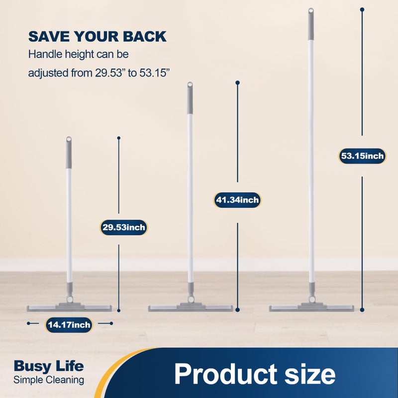 Yocada Rubber Floor Squeegee Broom TPR Blade Adjustable Scrubber Squeegee Household Broom for Shower Bathroom Kitchen Home Tile Pet Hair Fur Floor Marble Glass Window Water Foam Cleaning 53.15" - Image 2