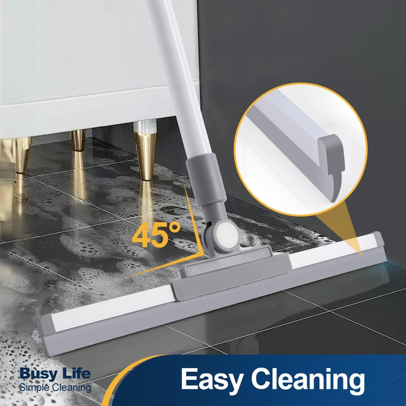 Yocada Rubber Floor Squeegee Broom TPR Blade Adjustable Scrubber Squeegee Household Broom for Shower Bathroom Kitchen Home Tile Pet Hair Fur Floor Marble Glass Window Water Foam Cleaning 53.15" - Image 5