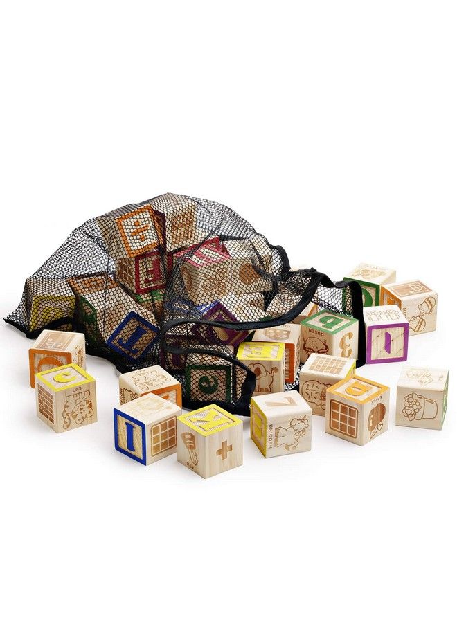 SainSmart Jr. Wooden Abc Blocks 40Pcs Stacking Blocks Baby Alphabet Letters, Counting, Building Block Set With Mesh Bag For Toddlers  - Image 3