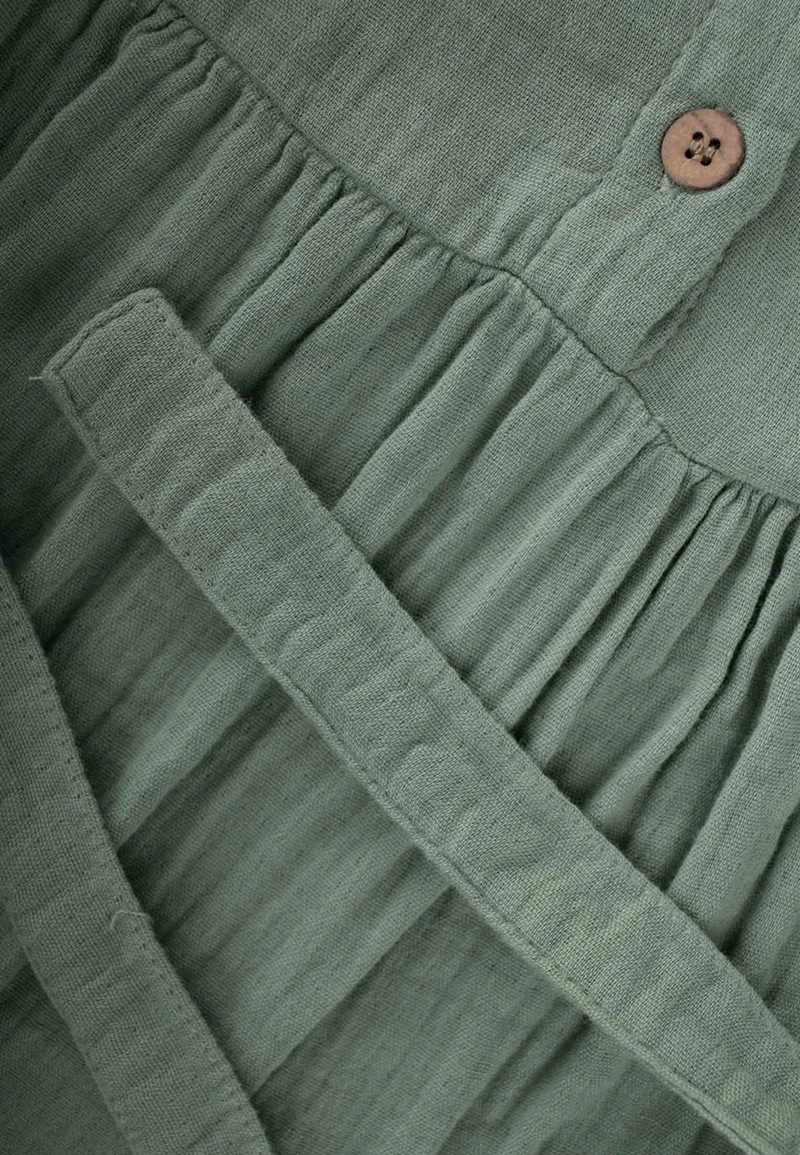 Cigit Ruffle Detailed Muslin Dress Age 2-8 Green