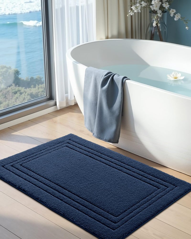 DEXI Bath Mats Bathroom Rug, 24x16 Non Slip Bathroom Rugs Washable, Absorbent Bathmat Quick Dry for Shower Floor Sink, Navy Blue - Image 4