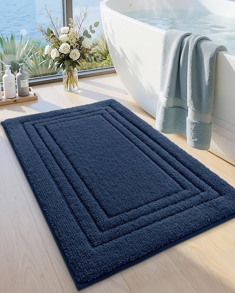 DEXI Bath Mats Bathroom Rug, 24x16 Non Slip Bathroom Rugs Washable, Absorbent Bathmat Quick Dry for Shower Floor Sink, Navy Blue - Image 1
