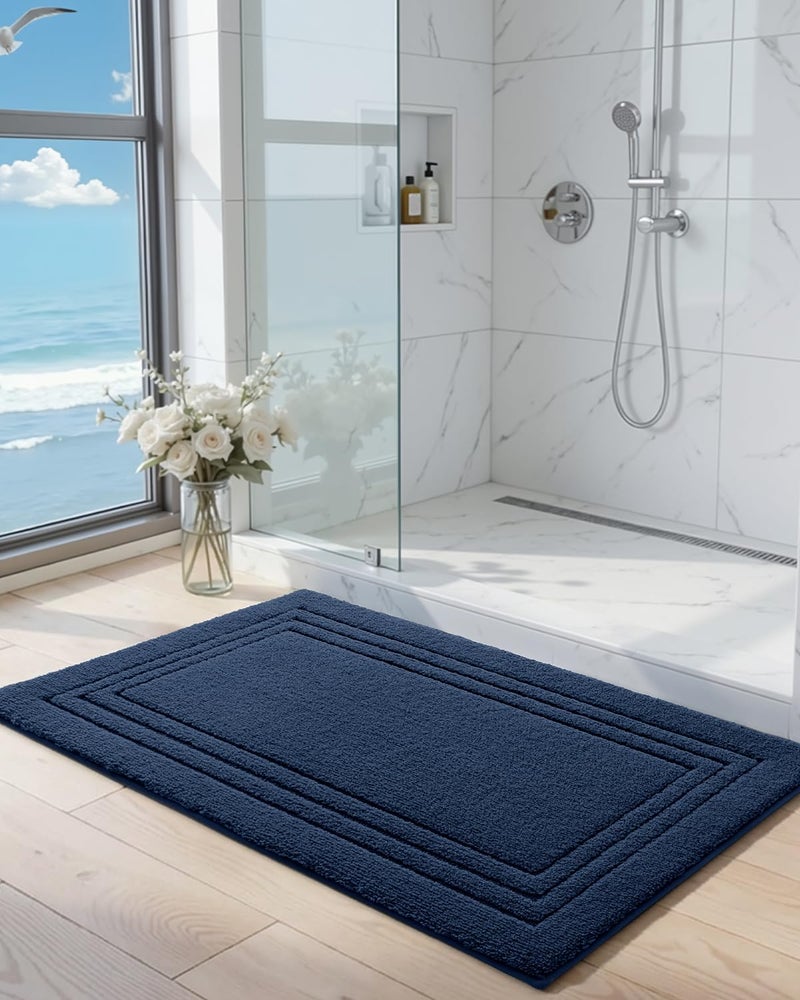 DEXI Bath Mats Bathroom Rug, 24x16 Non Slip Bathroom Rugs Washable, Absorbent Bathmat Quick Dry for Shower Floor Sink, Navy Blue - Image 3