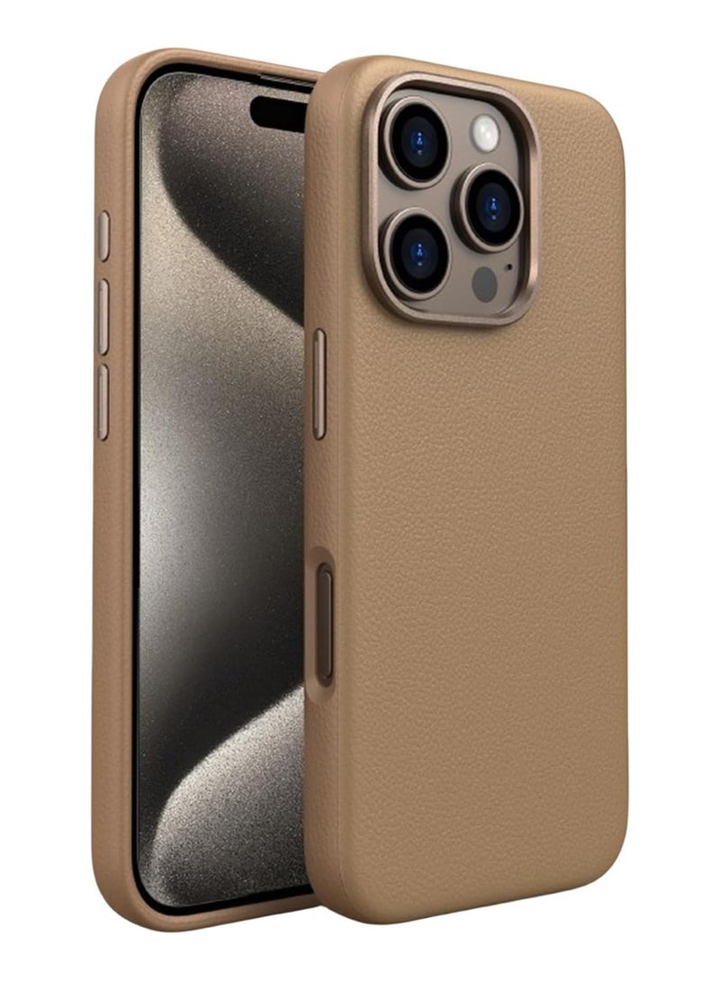 iPhone 16 Pro,with Metal Camera Protection Compatible with Handmade Genuine Italian Leather Ultra Thin Non-Slipping Scratch Free Case (black)  - Image 2