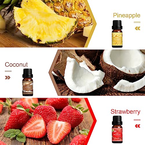 SALUBRITO Fresh Fruit Fragrance Oils Set, Essential Oils for Diffuser, Candle, Soap Making - Strawberry, Sweet Orange, Pineapple, Coconut, Bergamot, Grapefruit, 6X10ml - Image 3