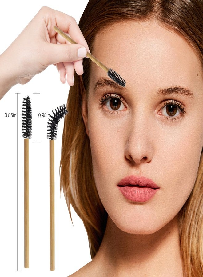 MyAoKuE-UP 300PCS Disposable Mascara Wands Spoolie Brush Bamboo Eyebrow Brushes Eyelash Extension Applicator Makeup Kits.myaokue-up(Black) - Image 2
