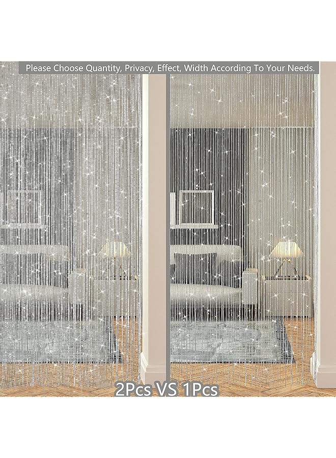 erorex Pcs Door String Curtains Living Room Divider Bedroom Doorway Hanging Hippie Sequin Decor Fringe Curtain Closet Window Wall Panels Kitchen Party Tassel Screen 39×79 Inch In Silver - Image 2