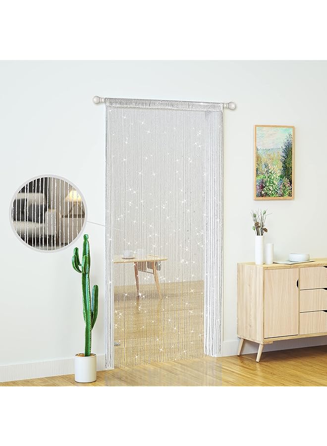 erorex Pcs Door String Curtains Living Room Divider Bedroom Doorway Hanging Hippie Sequin Decor Fringe Curtain Closet Window Wall Panels Kitchen Party Tassel Screen 39×79 Inch In Silver - Image 5