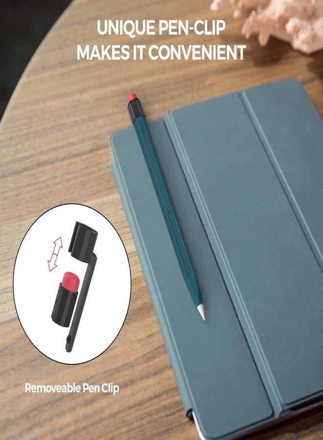 TRONWIN Apple Pencil Pro Case for Apple Pencil 2nd Generation Sleeve Silicone Cover Perfect Grip Skin Classic Design with Sturdy Clip Compatible with Apple Pencil 2 for ipad pro (Deep Green) - Image 5