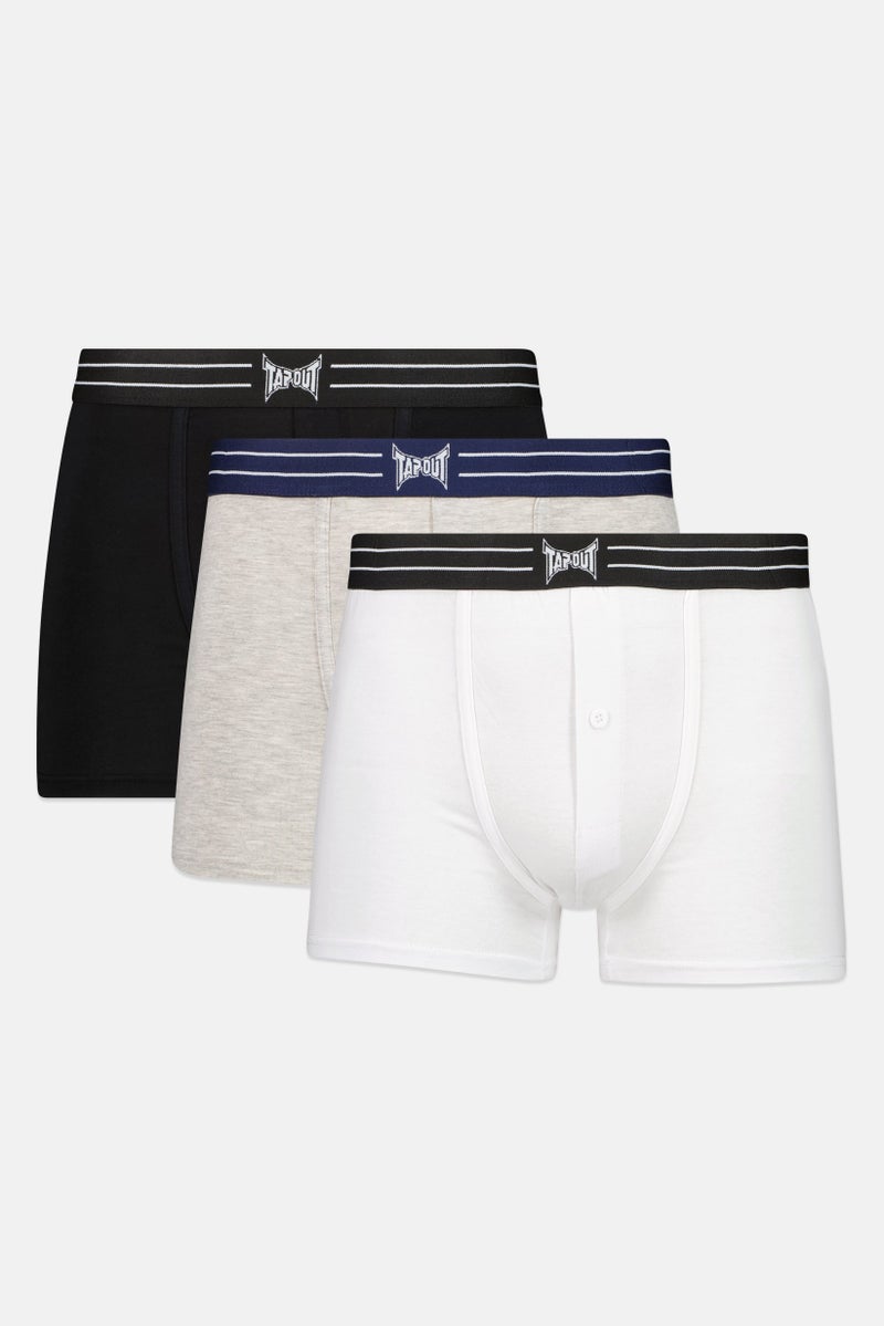 TapouT Men 3 Pieces Brand Logo Boxers, Multicolor - Image 1