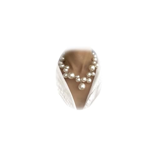Peutlhomy Pearl Necklaces for Women Big Pearl Choker Necklaces Chunky Statement Necklace Adjustable Wedding Party - Image 1