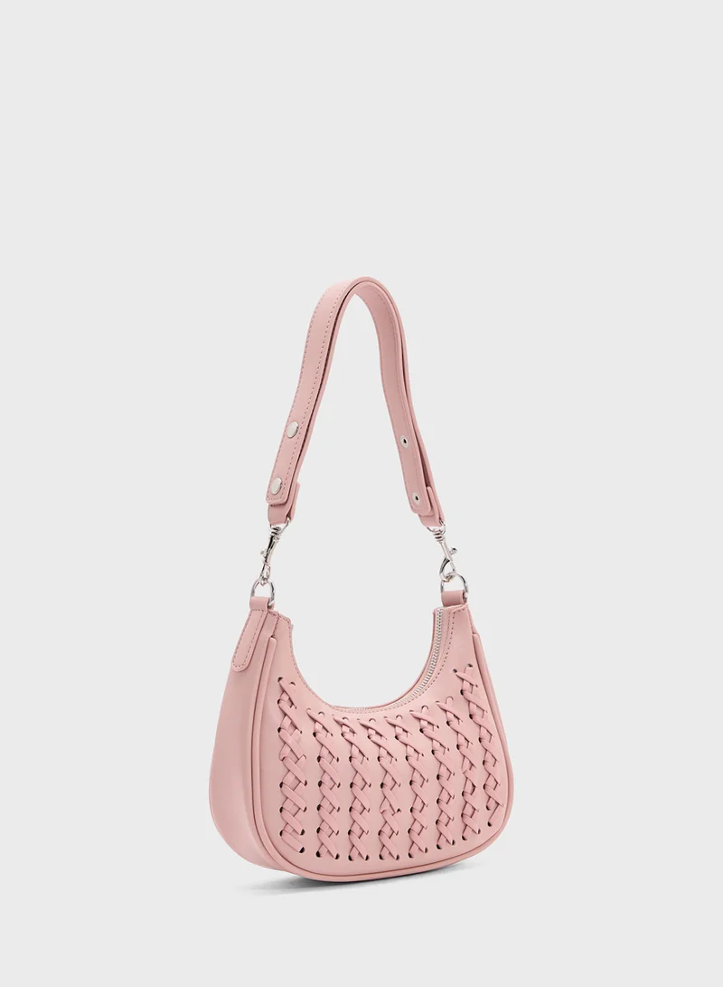 ELLA Weave Detail Shoulder Bag