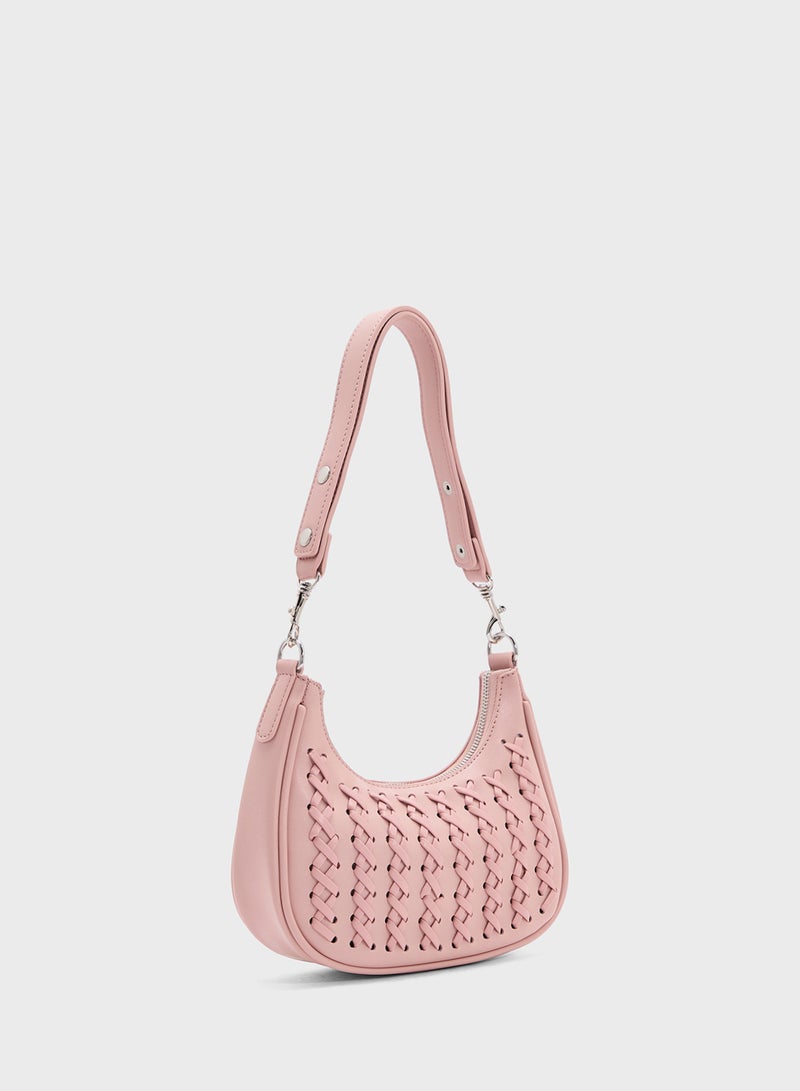 ELLA Weave Detail Shoulder Bag - Image 3